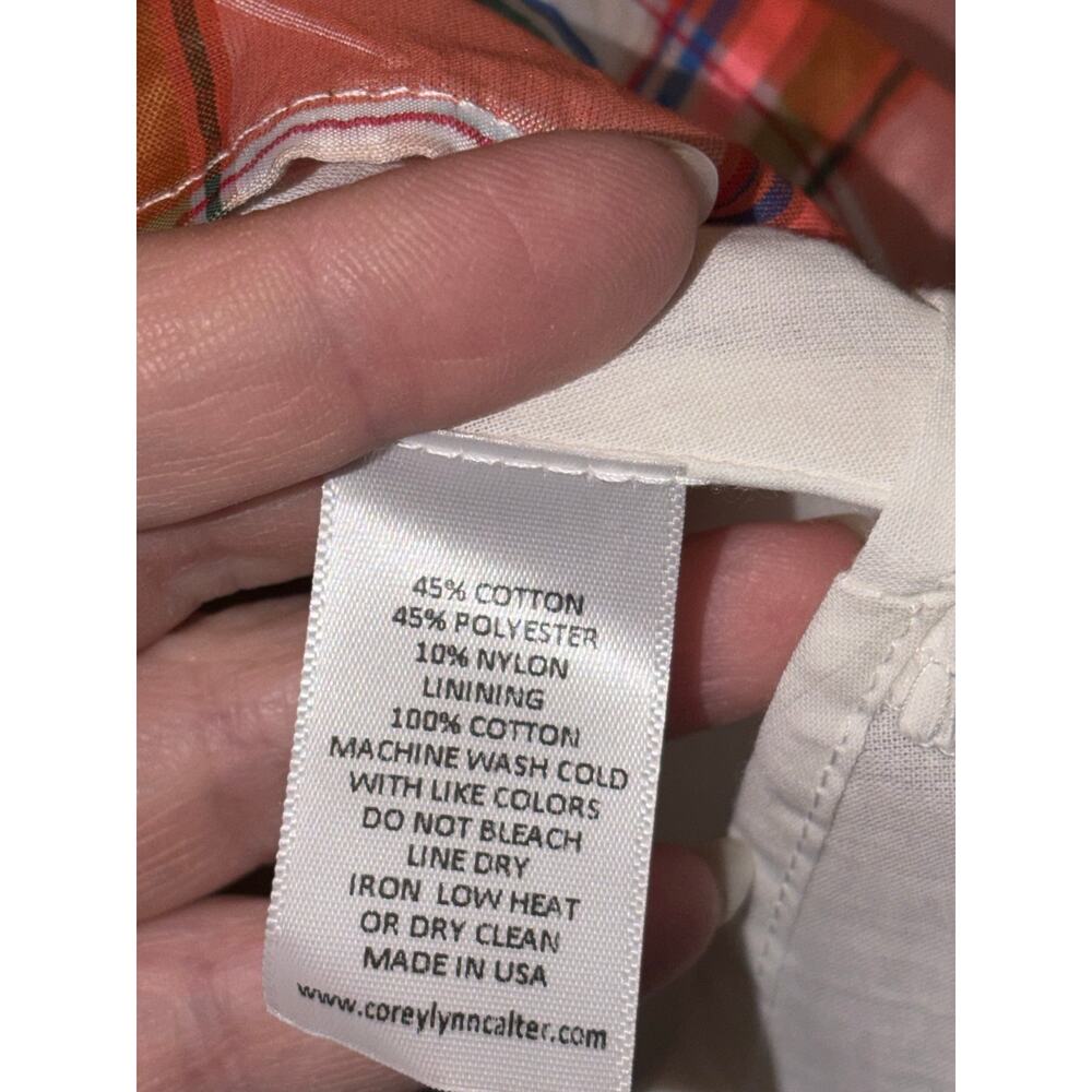 Corey Lynn Calter Cordelia Midi Dress Medium Plaid Seersucker Cotton Blend NWT - Picture 7 of 7